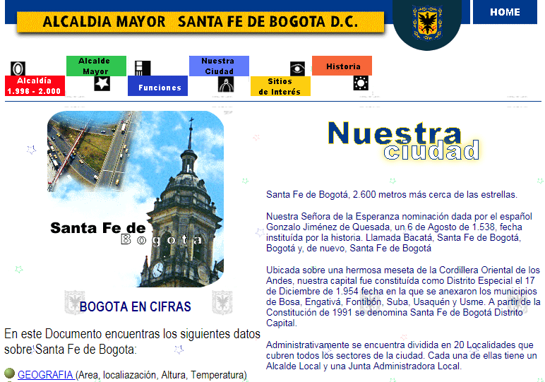 Así fue el primer sitio web de la Alcaldía de Bogotá.