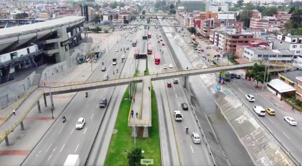 Vista de la principal arteria de Bogotá