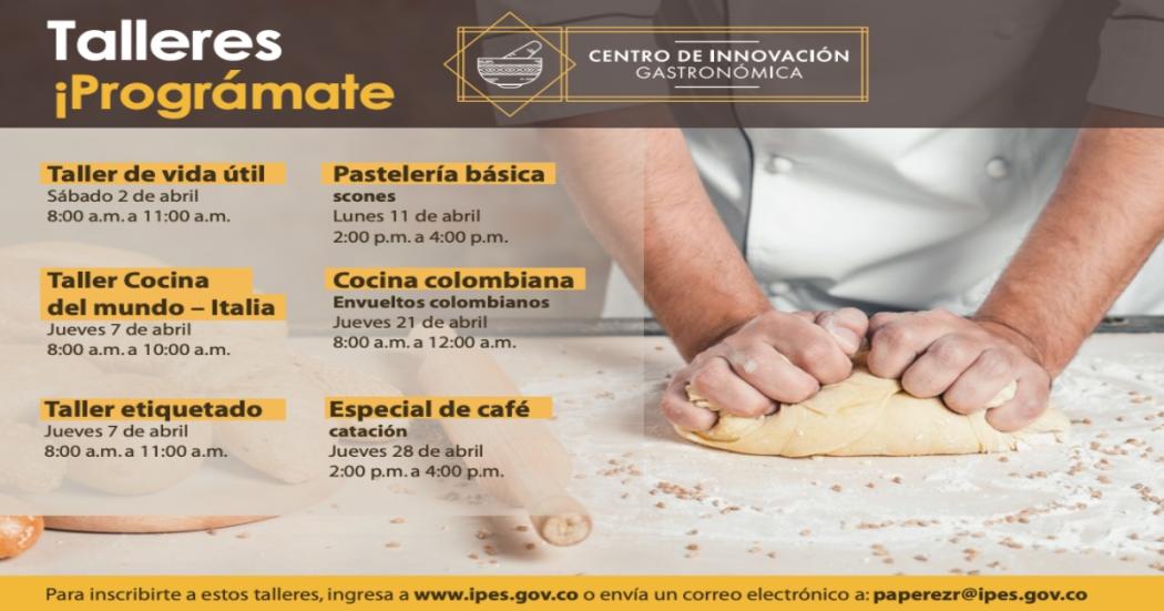 Bogotá: Cursos gratuitos de cocina italiana, colombiana y pastelería