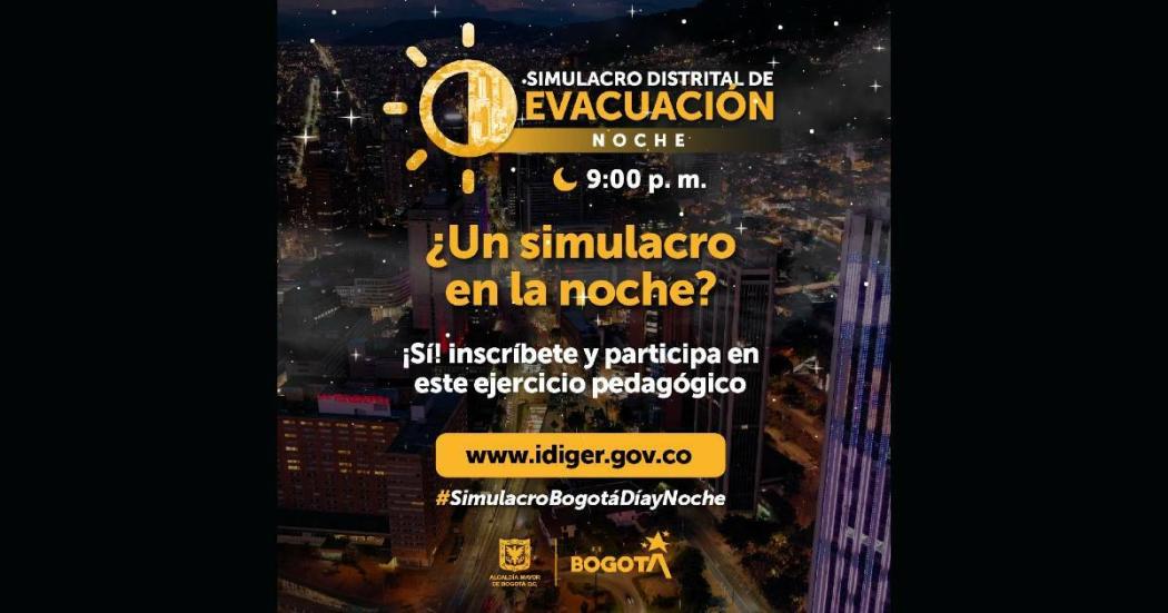 Simulacro Distrital de Evacuación nocturno este 4 de octubre en Bogotá