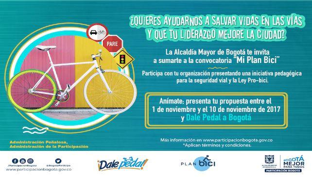 Mi plan bici:Hasta el 10 de noviembre puede presentar sus propuestas