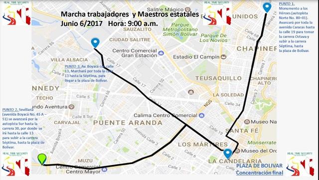 Conozca los recorridos de las marchas hoy en Bogotá.