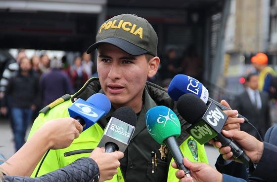 Patrullero herido en Transmilenio - FOTO: Oficinade Prensa MEBOG