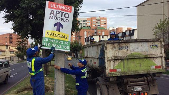 Solo este año se han retirado 8.625 avisos ilegales en Bogotá