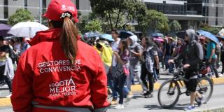 Gestores de convivencia estuvieron presentes en la marcha estudiantil en Bogotá