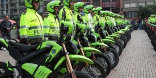 Policías con nuevas motos para patrullajes en Usaquén. 