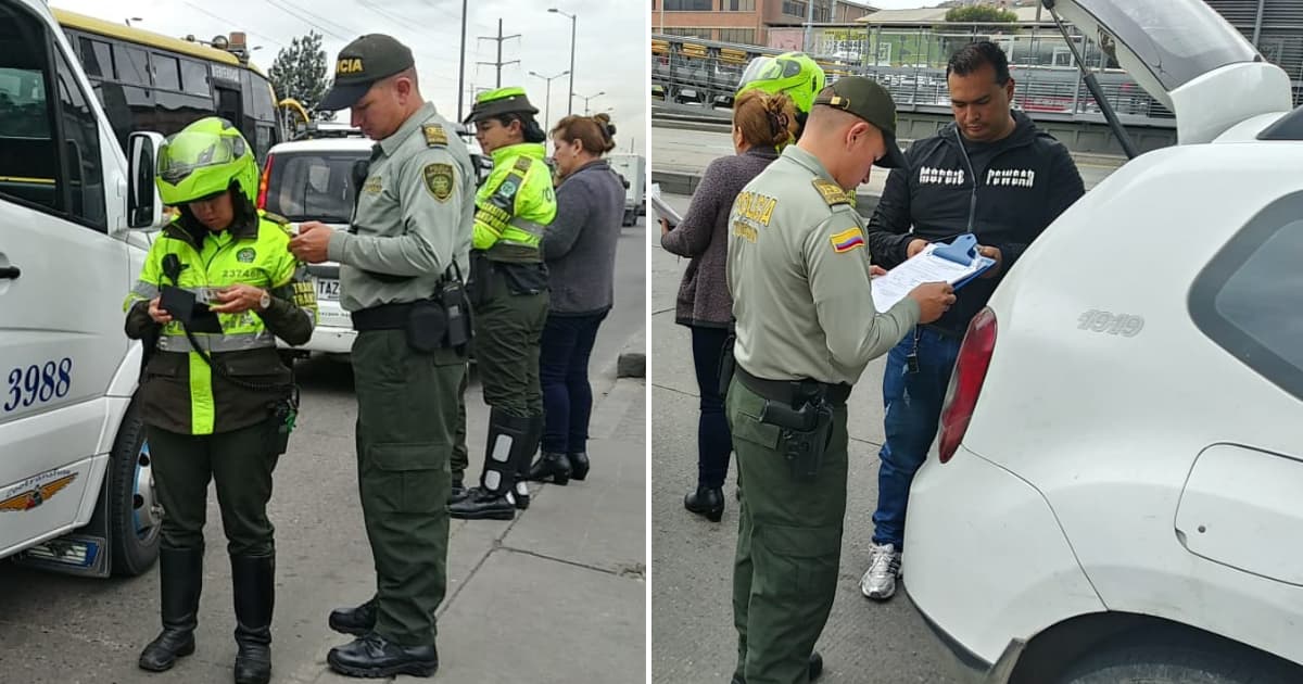 Fotos de uniformados de la Policía de Turismo en Bogotá realizando controles y orientación a turistas.