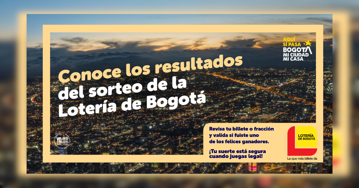 Imagen de la pieza gráfica que promociona el sorteo de la Lotería de Bogotá de este jueves 16 de octubre