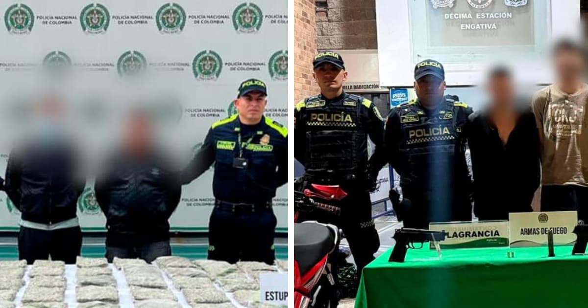 Un collage de fotos de capturas en Bogotá