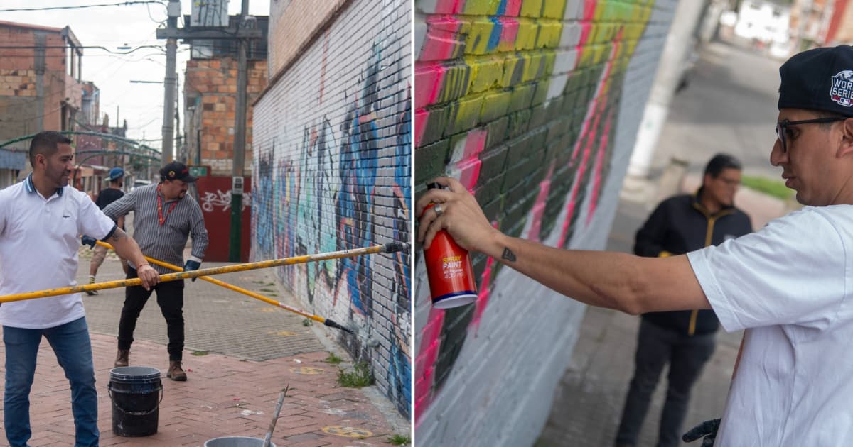 Fotos de la recuperación del espacio público en Santa Rosita, Portal 80 y Skatepark de Engativá en Bogotá.