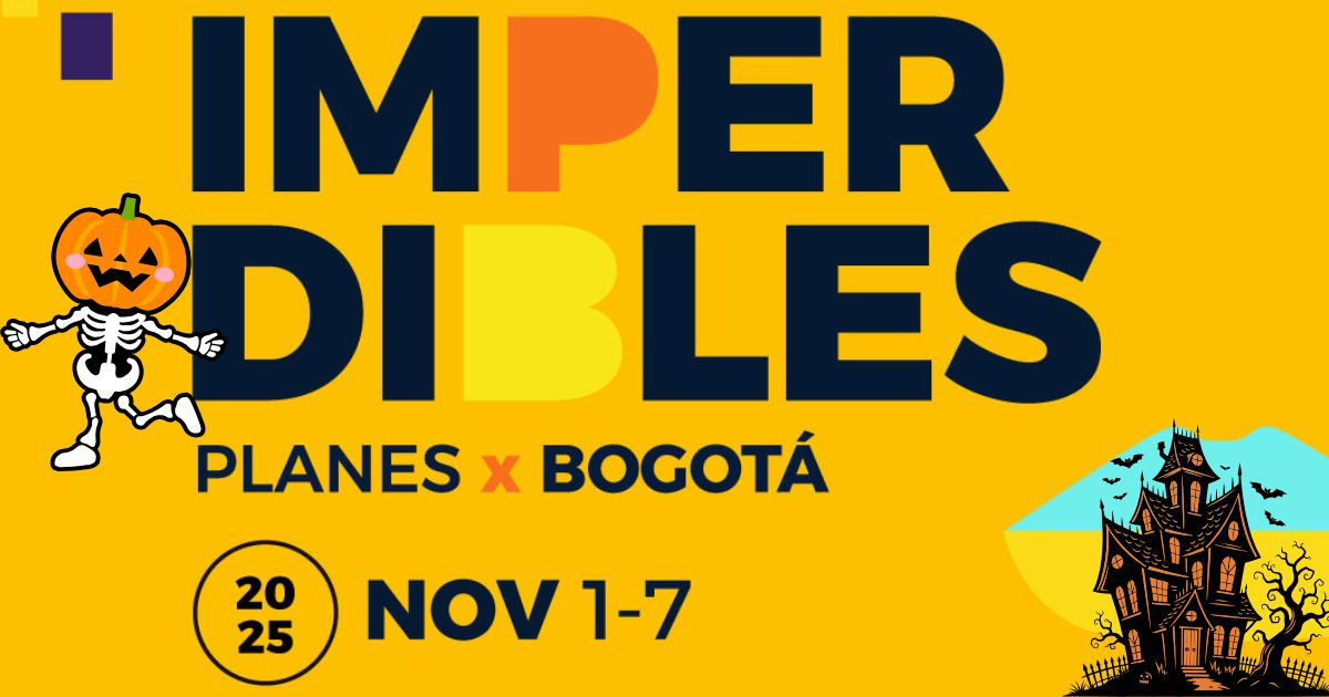 Imagen afiche en letra de los imperdibles con figuras de halloween