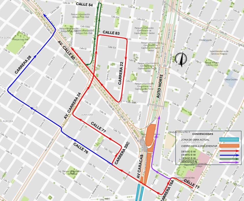 Obras del Metro Bogotá cierre en av. Caracas entre calles 76 y 80