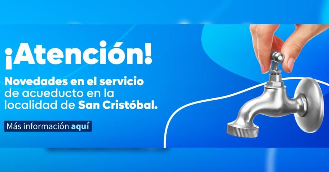 Pieza del Acueducto con información de cortes de agua en San Cristóbal