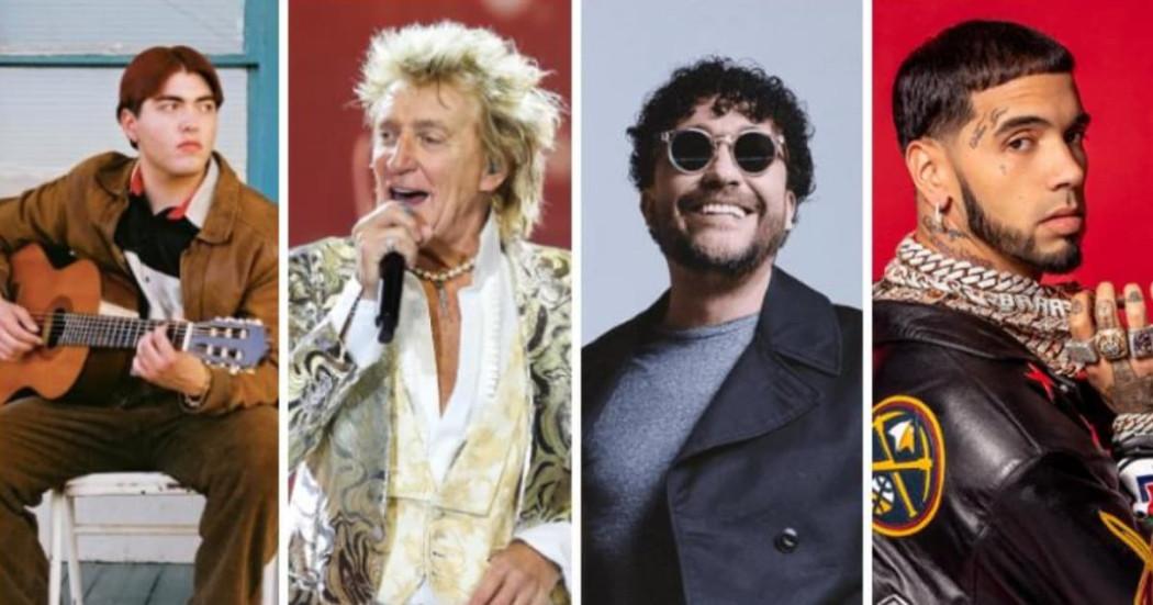 Carteles de los artistas David Guetta, Santiago Cruz, Andy Rivera, Anuel AA y Rauw Alejandro.