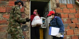 Foto de familia recibiendo mercado