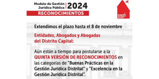 Distinción Gestión Jurídica Bogotá recibe inscritos hasta noviembre 8