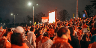 Bogotá alienta a Santa Fe con transmisión en el parque Simón Bolívar