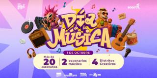 Cartel con inforación sobre las actividades de celebración del Día de la Música en Bogotá