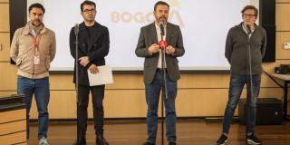 Rueda de prensa del alcalde Mayor de Bogotá, Carlos Fernando Galán, acompañado de los secretarios de Gobierno, Gustavo Quintero; Jurídico, Mauricio Moncayo; y General, Miguel Silva