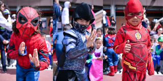 Foto de tres niños disfrazados