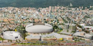 Foto con render del uevo Complejo Cultural y Deportivo El Campín (CDEC) en Bogotá.