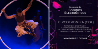 Imagen a la derecha del cartel promocional del evento y a la izquierda una muestra circense de lo que verás en el evento