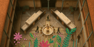 Imagen aérea del jardín de la Secretaría de Cultura donde se ubicará la instalación