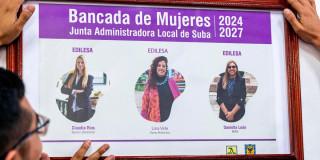 Una foto de un afiche de la bancada de mujeres de la Junta Administradora Local de Suba