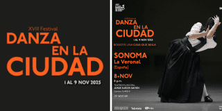 Imagen a la derechan del cartel promocional de la obra y a la izquierda con información del Festival.