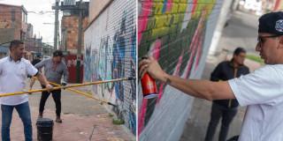 Fotos de la recuperación del espacio público en Santa Rosita, Portal 80 y Skatepark de Engativá en Bogotá.