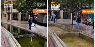 Foto que muestra piletas del Eje Ambiental en la Av. Jiménez