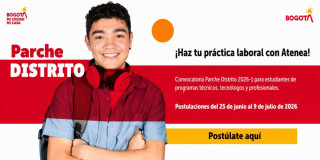 Imagen gráfica con el texto: haz tu práctica laboral con Atenea